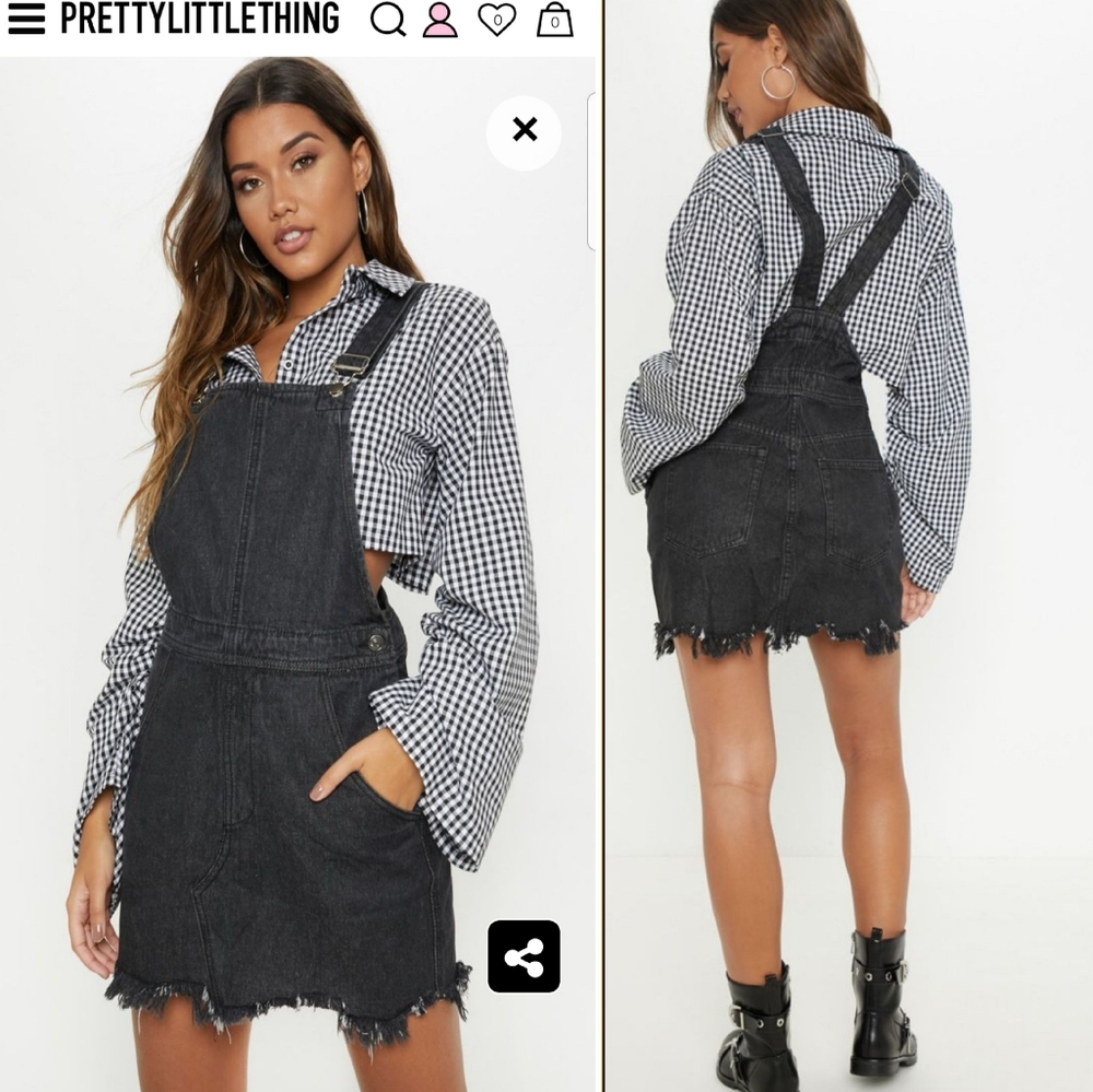 🖤 Denim Pinafore Overall Dress